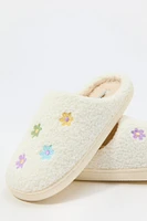 Pantoufles en Sherpa avec motif brodÃ© Fleur