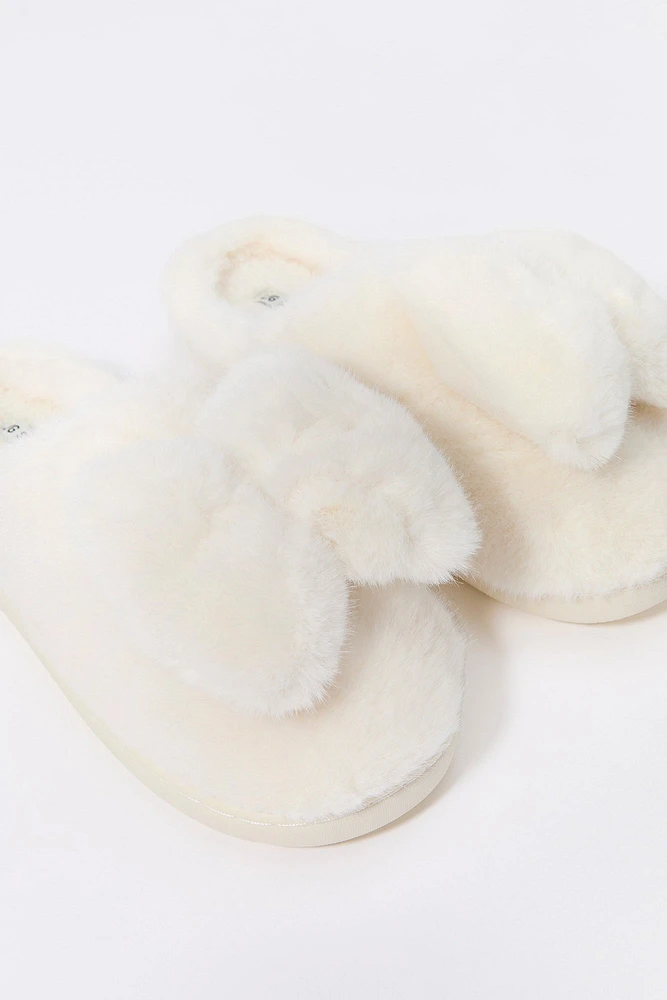 Plush Bow Slipper