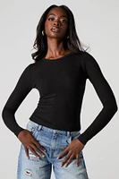 Ribbed Long Sleeve Skimmer Top