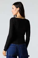 Ribbed Cinched Long Sleeve Top