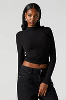 Ribbed Mock Neck Long Sleeve Top