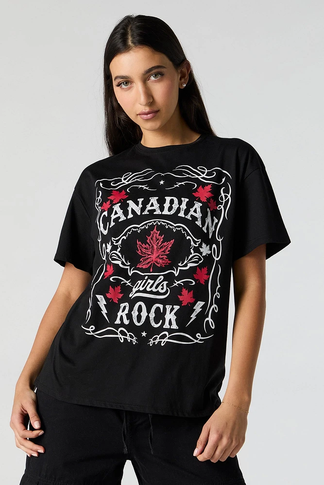 Canadian Girls Rock Graphic Boyfriend T-Shirt