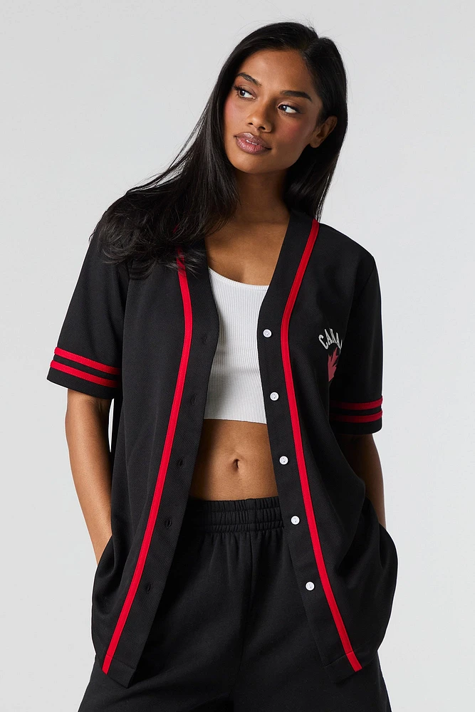 Jersey de baseball en filet à imprimé Canada Day
