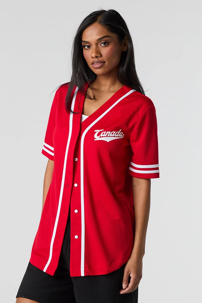 Mesh Canada Day Graphic Baseball Jersey