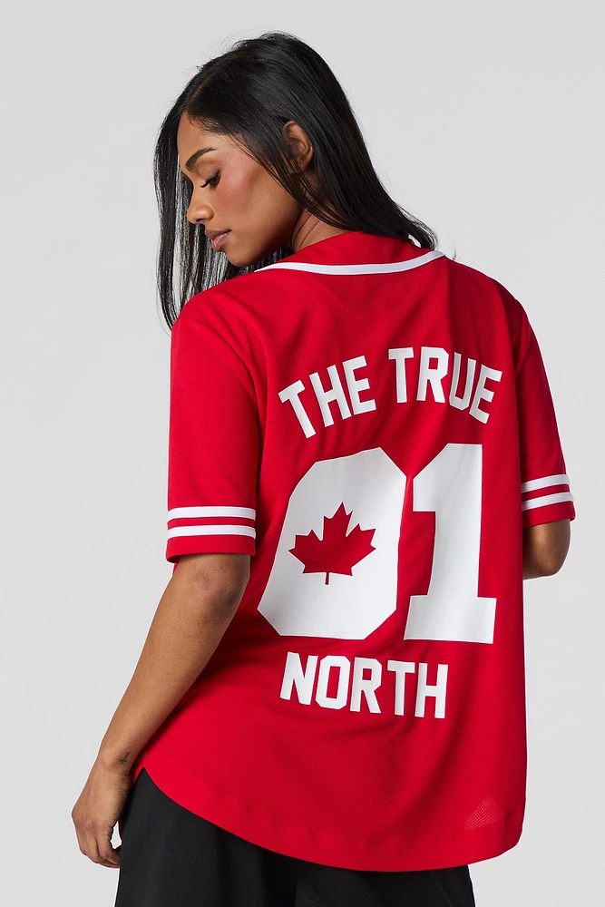 Jersey de baseball en filet à imprimé Canada Day