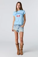 T-shirt bleu à imprimé Elbows Up Canada Day