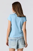 T-shirt bleu à imprimé Elbows Up Canada Day