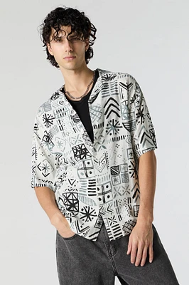 Tribal Print Button-Up Top