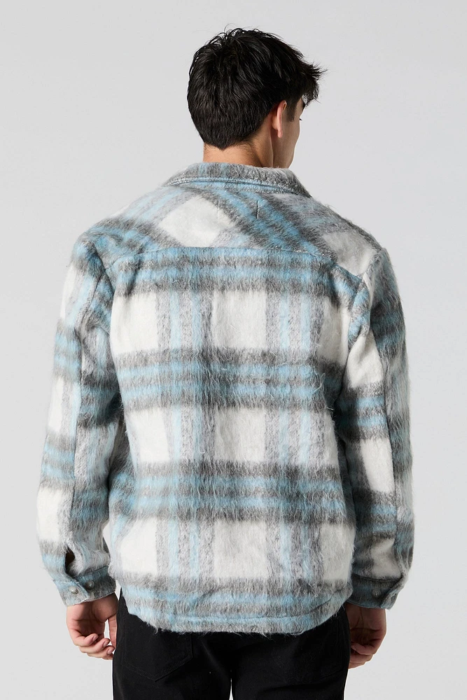 Faux Mohair Plaid Shacket