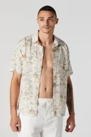 Hawaiian Palms Print Button-Up Top