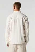 Linen Button-Up Long Sleeve Top