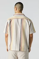 Textured Striped Button-Up Top