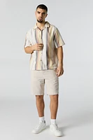 Textured Striped Button-Up Top