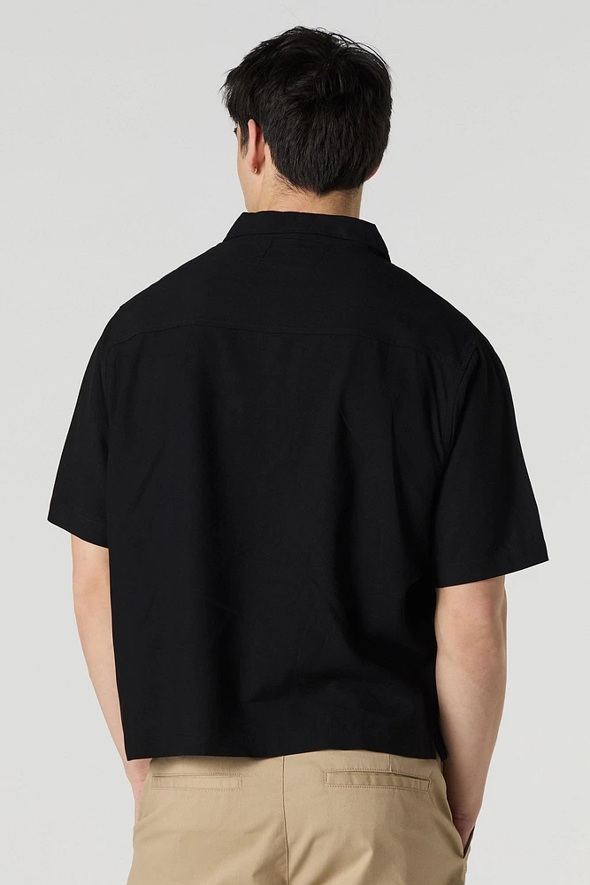 Boxy Button-Up Short Sleeve Top