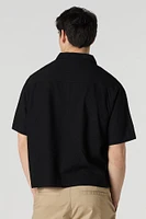 Boxy Button-Up Short Sleeve Top
