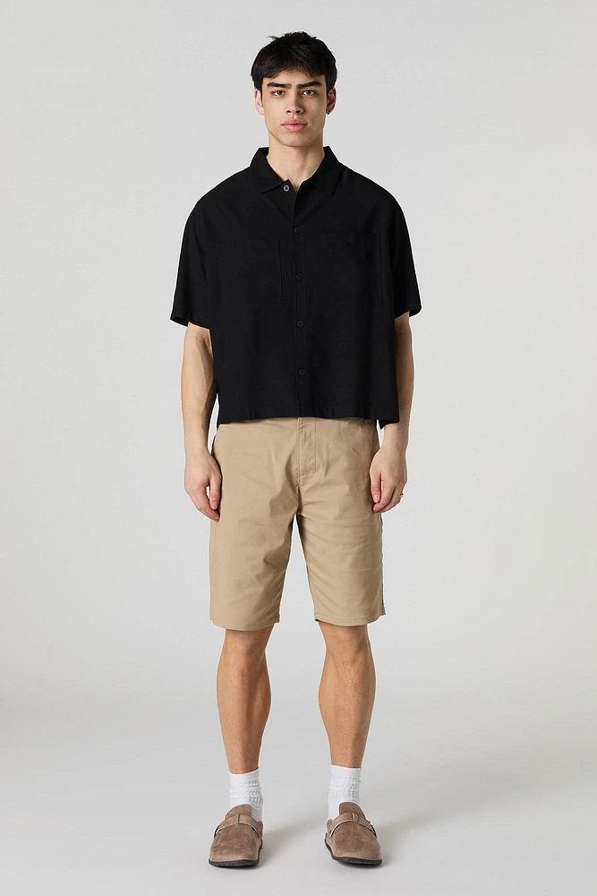 Boxy Button-Up Short Sleeve Top