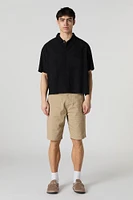 Boxy Button-Up Short Sleeve Top