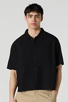 Boxy Button-Up Short Sleeve Top
