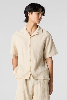 Crinkle Button-Up Top