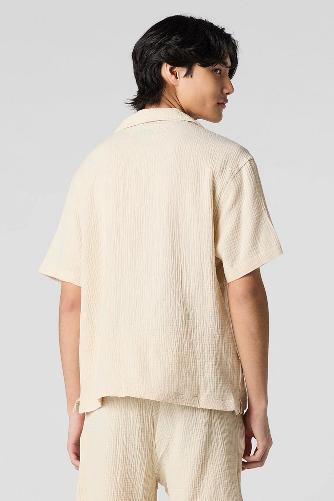 Crinkle Button-Up Top