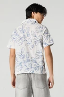 Floral Stitch Embroidered Button-Up Top