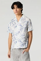 Floral Stitch Embroidered Button-Up Top