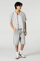 Textured Open Knit Button-Up Top