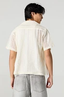 Haut boutonné en tricot ajouré textur