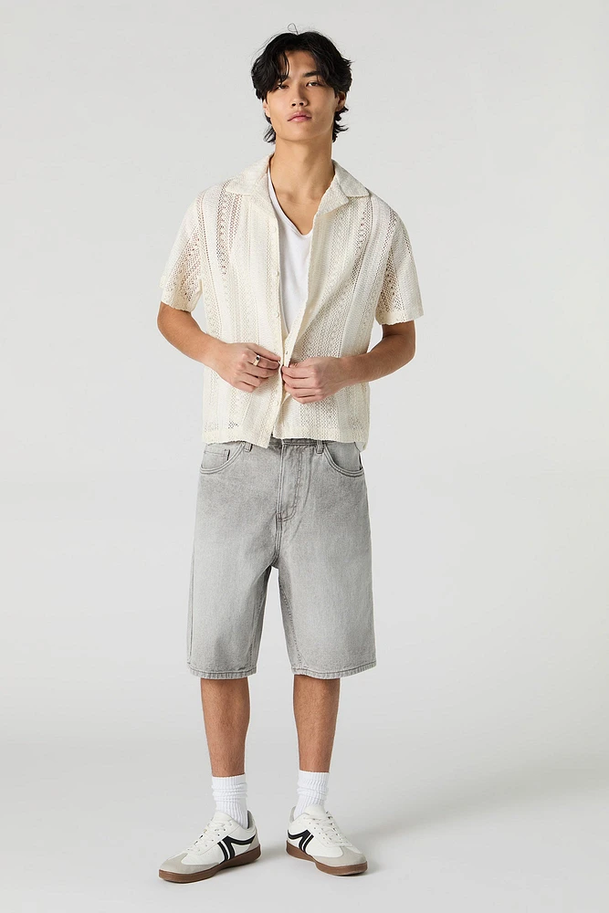 Haut boutonné en tricot ajouré textur