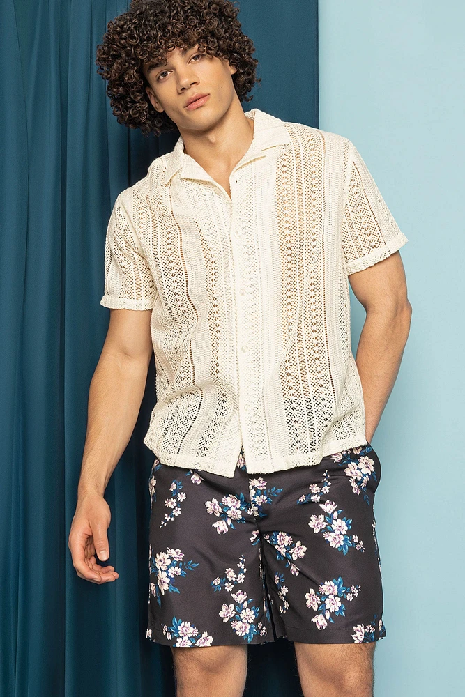 Haut boutonné en tricot ajouré textur