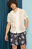 Haut boutonné en tricot ajouré textur