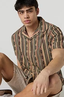 Striped Button-Up Short Sleeve Top