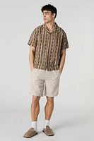 Striped Button-Up Short Sleeve Top