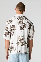 Haut boutonné à manches longues avec motif tropical
