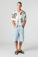 Haut boutonné à manches longues avec motif tropical