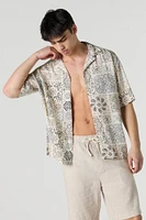 Summer Vibes Print Button-Up Top