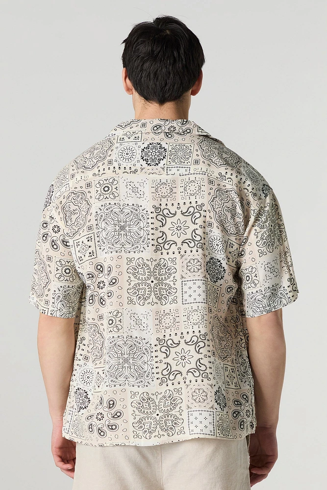 Summer Vibes Print Button-Up Top
