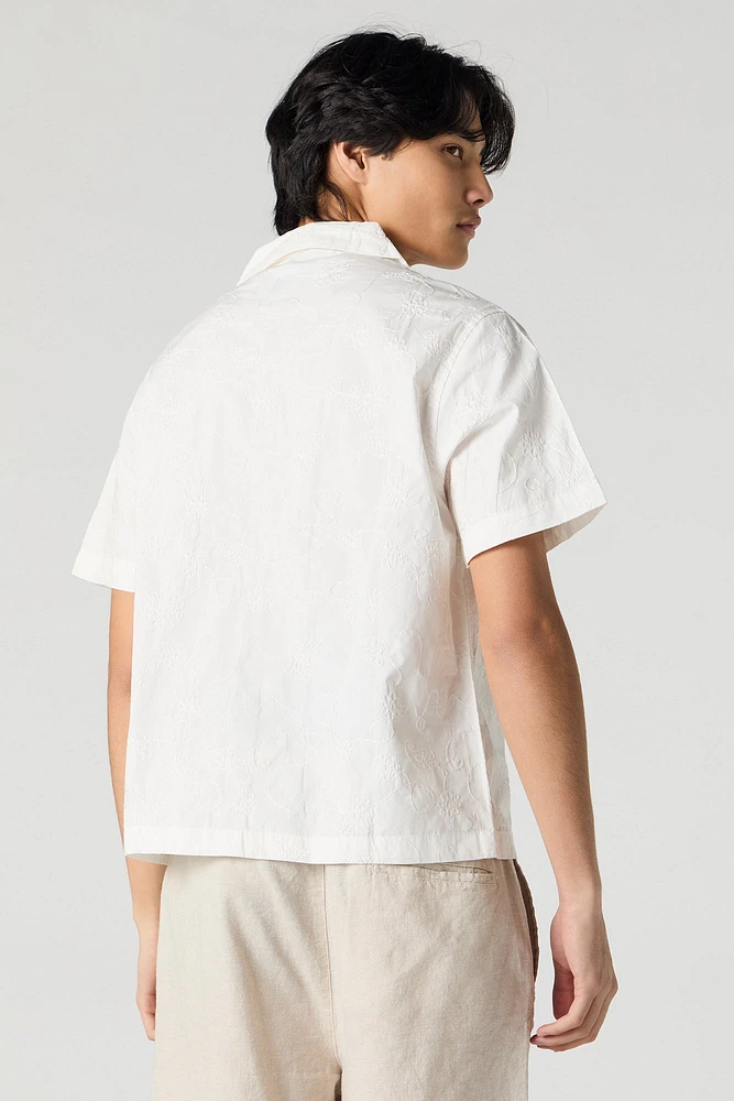 Floral Embroidered Button-Up Top