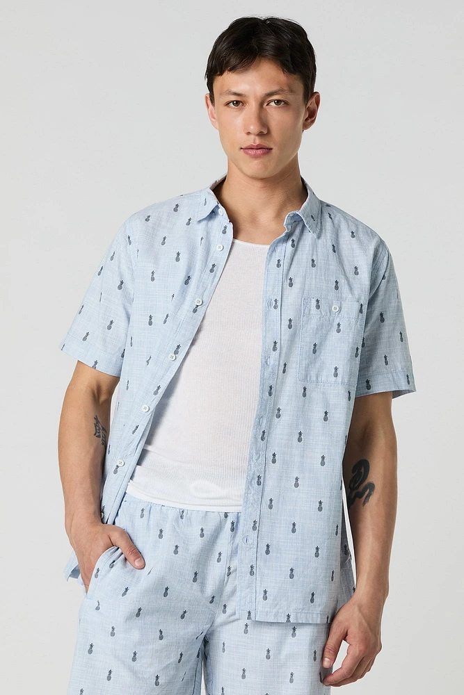 Printed Button-Up Top