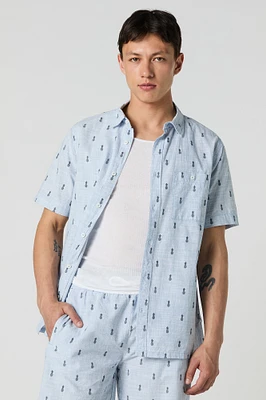 Printed Button-Up Top