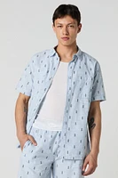Printed Button-Up Top