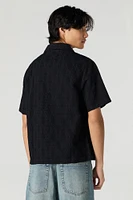 Diamond Textured Button-Up Top