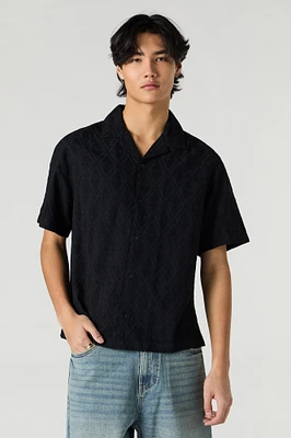 Diamond Textured Button-Up Top