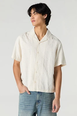 Haut boutonné texturé avec motif de losanges