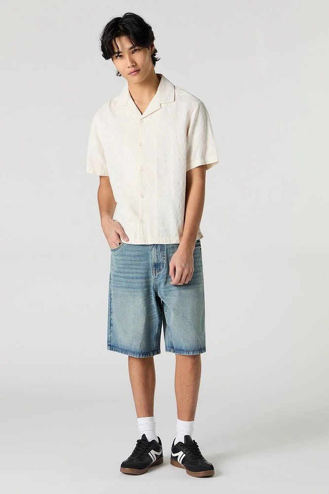 Haut boutonné texturé avec motif de losanges