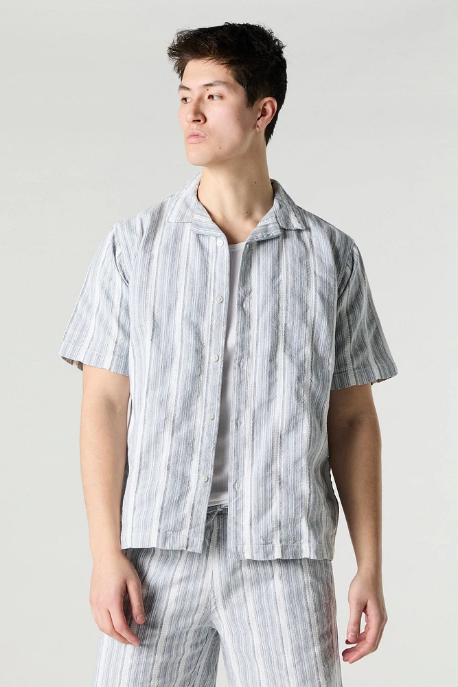 Striped Knit Button-Up Top