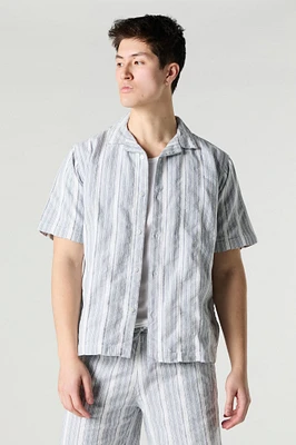 Striped Knit Button-Up Top