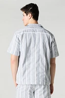 Striped Knit Button-Up Top