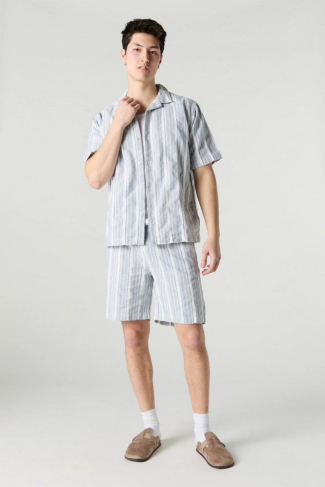 Striped Knit Button-Up Top