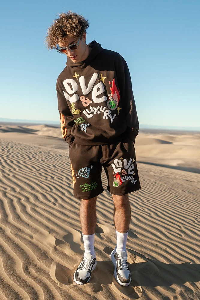 Embroidered Graphic Fleece Hoodie